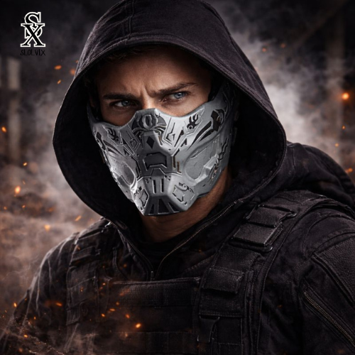 Airsoft Half Face Mask with Protective Silicone Tactical Half Face Airsoft Mask for Hunting CS Game Adjustable Face Mask