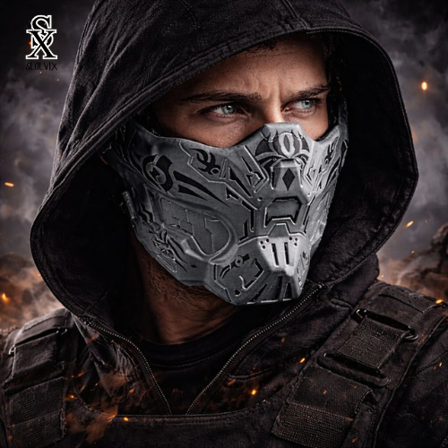 Airsoft Half Face Mask with Protective Silicone Tactical Half Face Airsoft Mask for Hunting CS Game Adjustable Face Mask