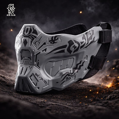 Airsoft Half Face Mask with Protective Silicone Tactical Half Face Airsoft Mask for Hunting CS Game Adjustable Face Mask